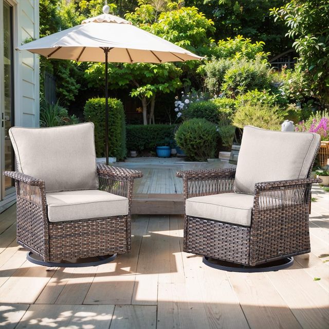 Outdoor 4" Wide Armrest Swivel Glider Chairs, SS Series