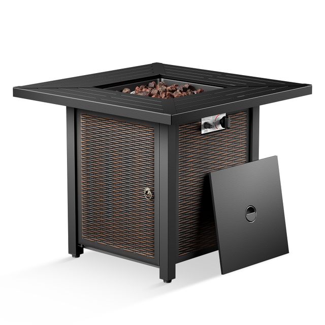 Iron Fire Pit Table with Lid