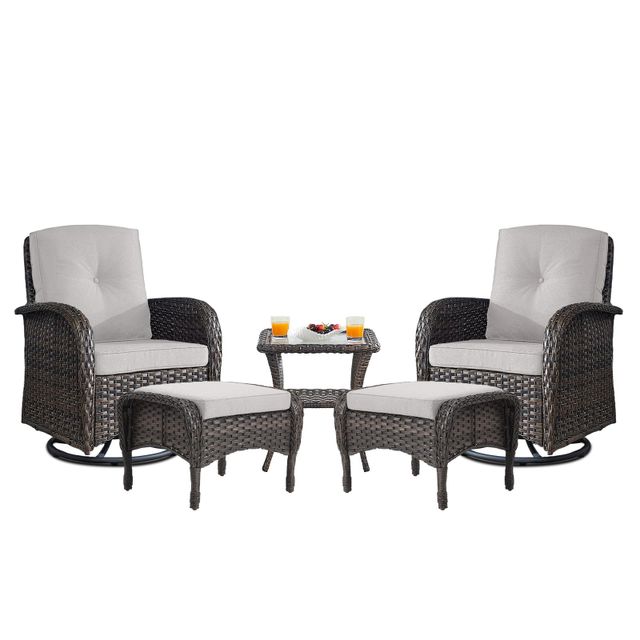 Swivel Glider Chairs Set with Side Table and Ottoman, NDS Series