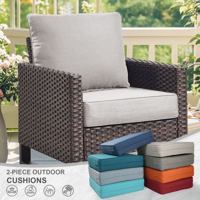 1 Set Outdoor Cushion, High Back and Deep Seating, 6" H x 24" W x 24" D