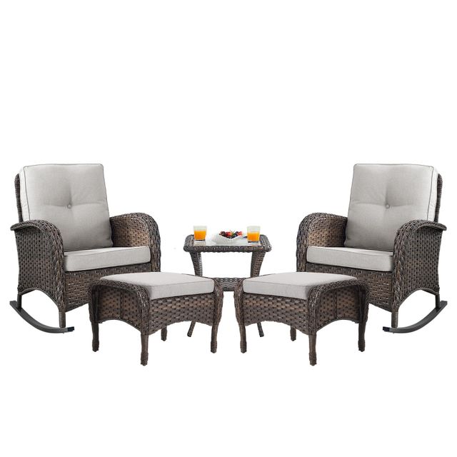 Rocking Chairs Set with Side Table and Ottoman, NDS Series