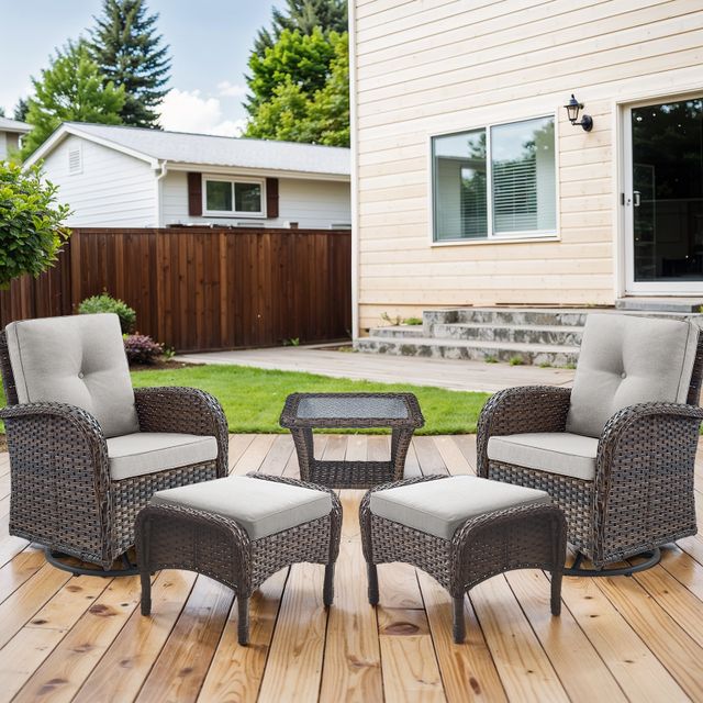 Swivel Glider Chairs Set with Side Table and Ottoman, NDS Series