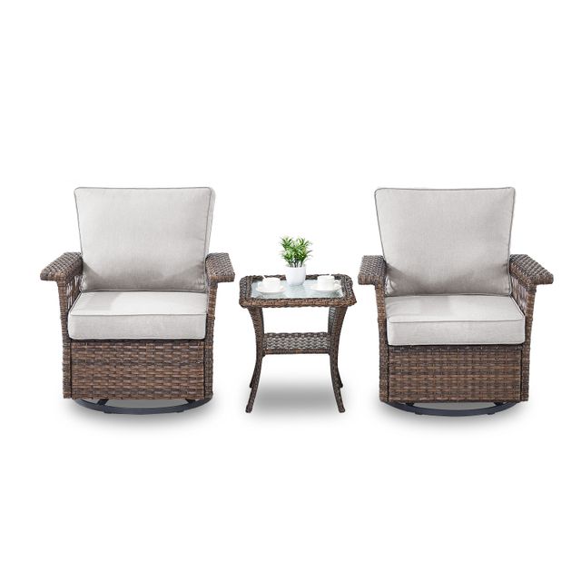 Swivel Glider Chairs Set with Side Table, SS Series