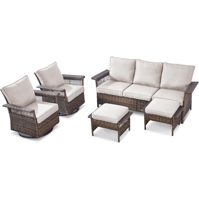 Sofa Set with Swivel Glider Chairs and Ottoman, SS Series