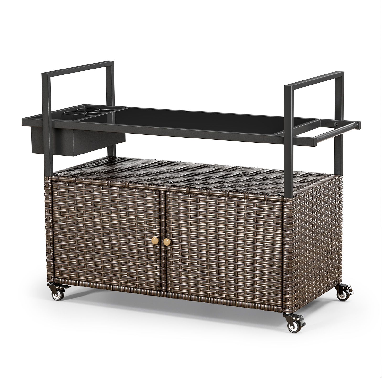 wicker bar cart table