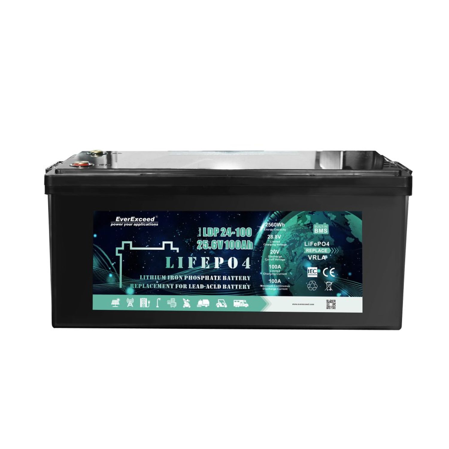 Everexceed 100ah 12v lifepo4 deep cycle battery