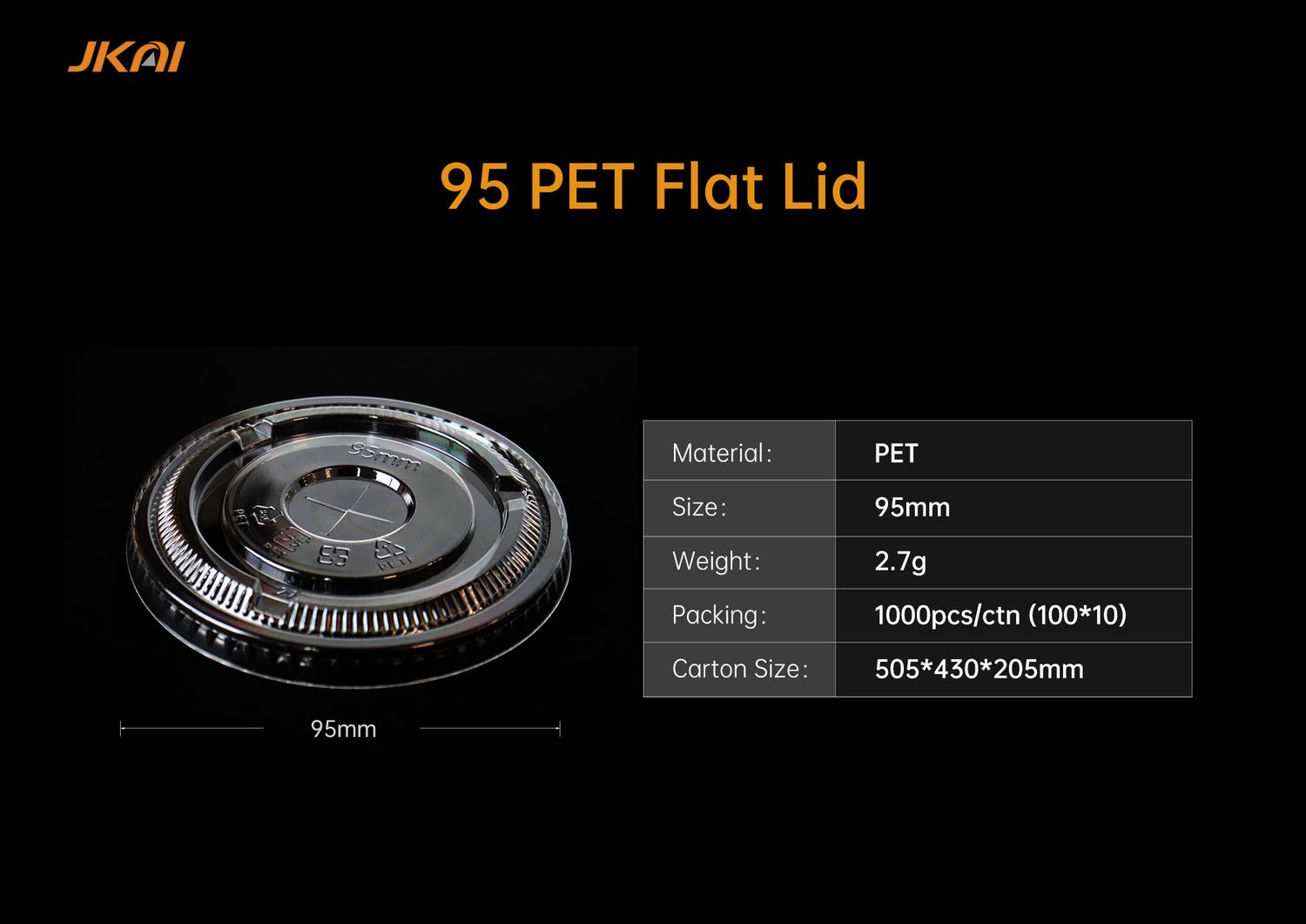 95mm 16oz PET lid