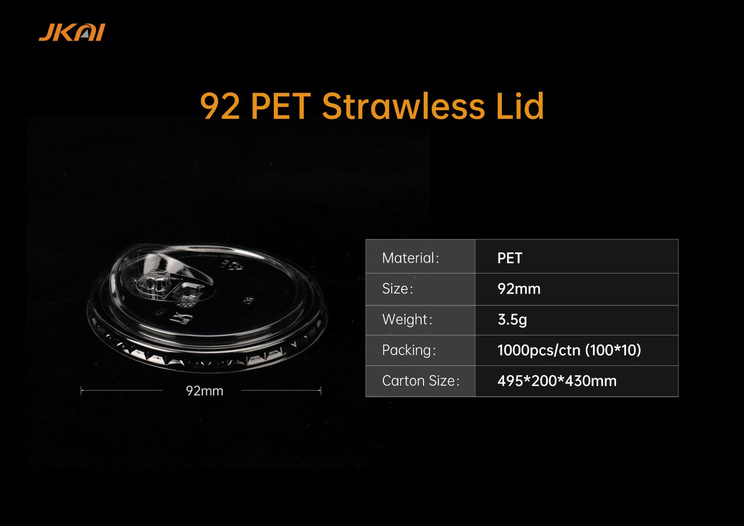 92mm 12oz PET lid