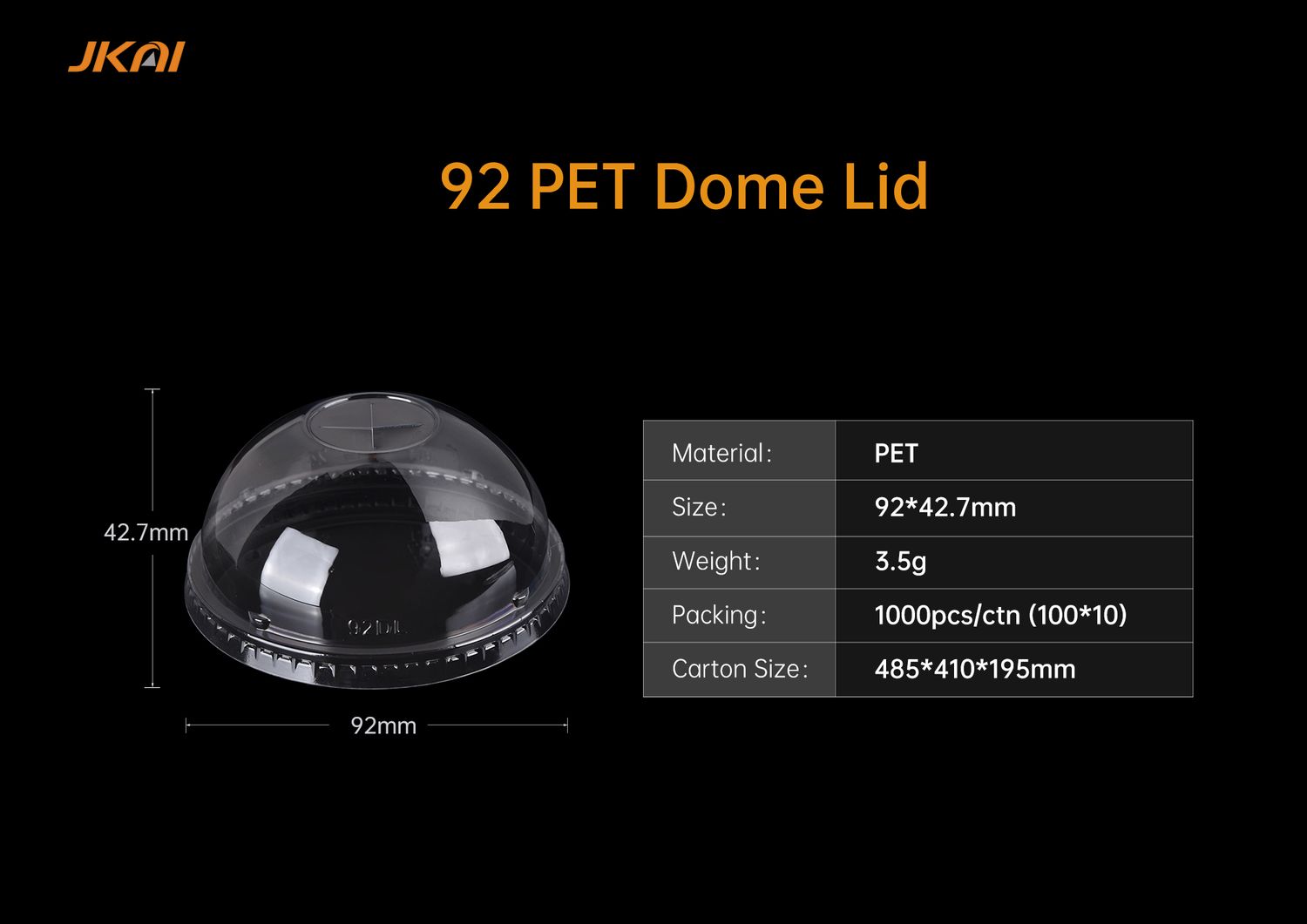 92mm 12oz PET lid