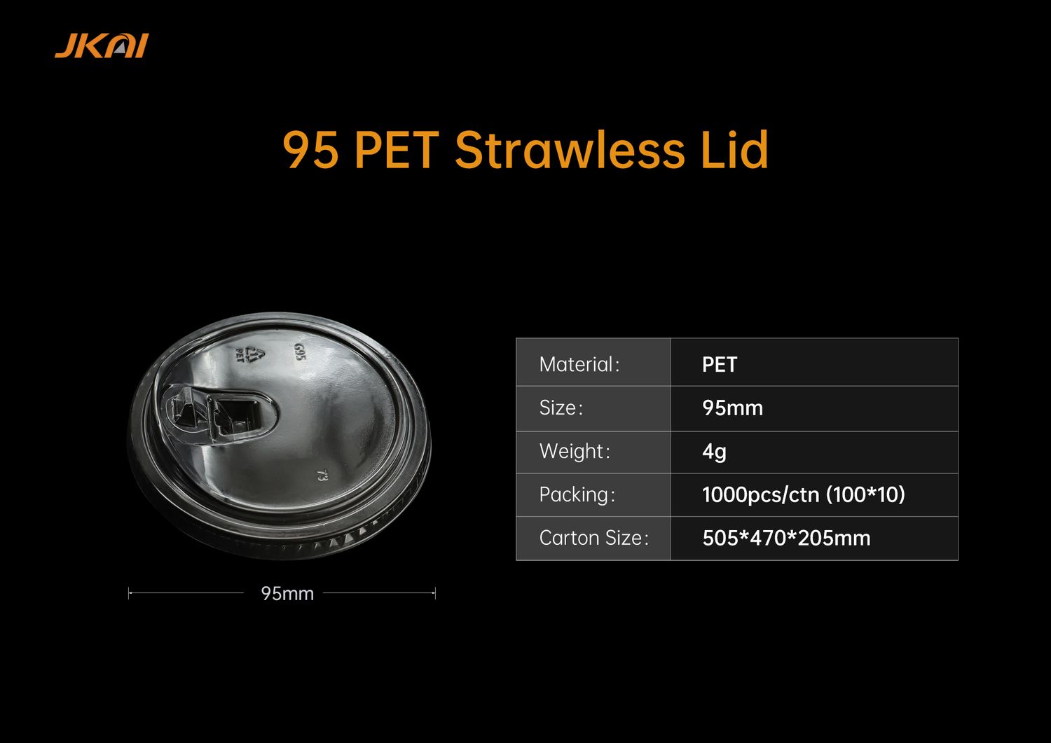 95mm 16oz PET lid