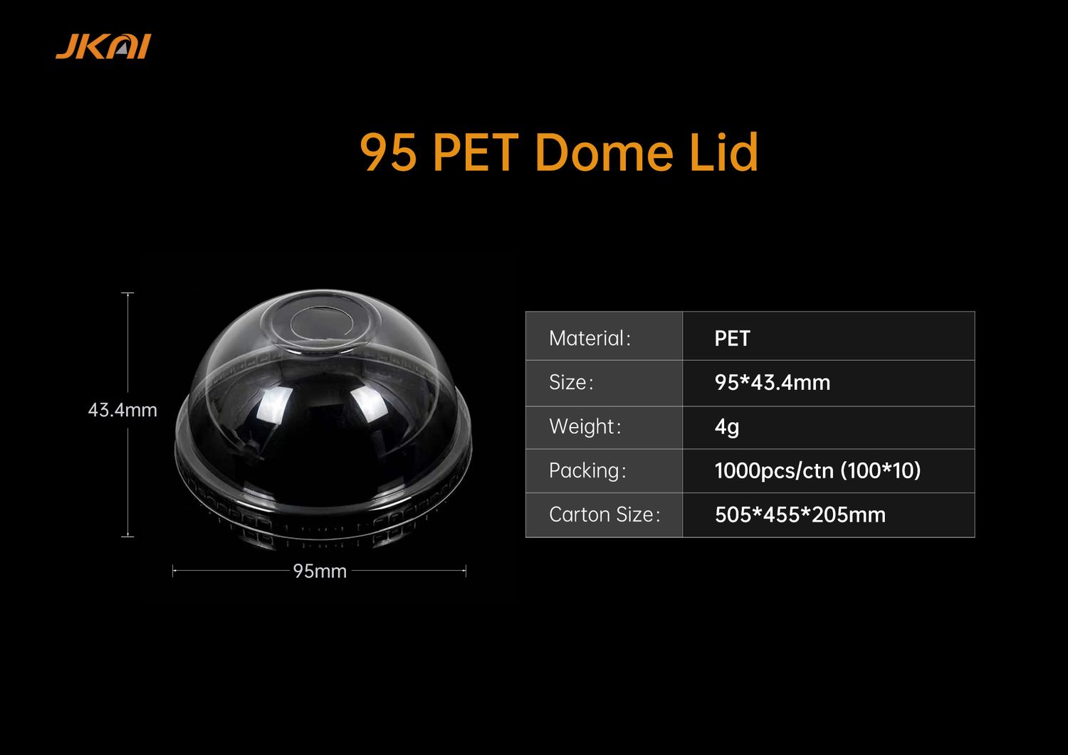 95mm 16oz PET lid