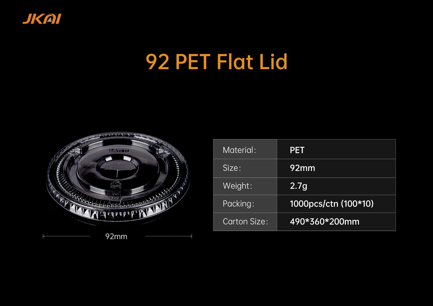 92mm 12oz PET lid