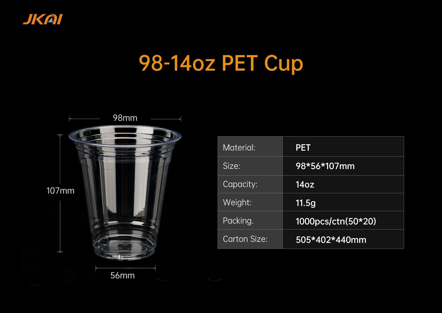 98mm 14oz PET Cup