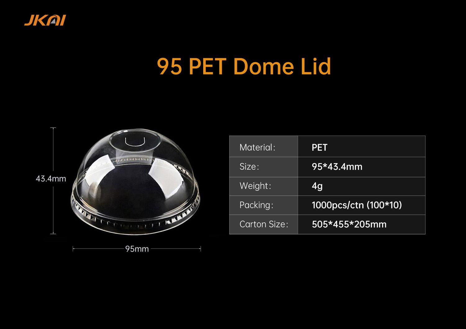 95mm 16oz PET lid