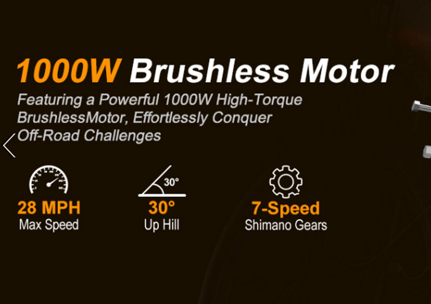 1000W Brushless Rear Motor for Movcan V80 Electric Bike