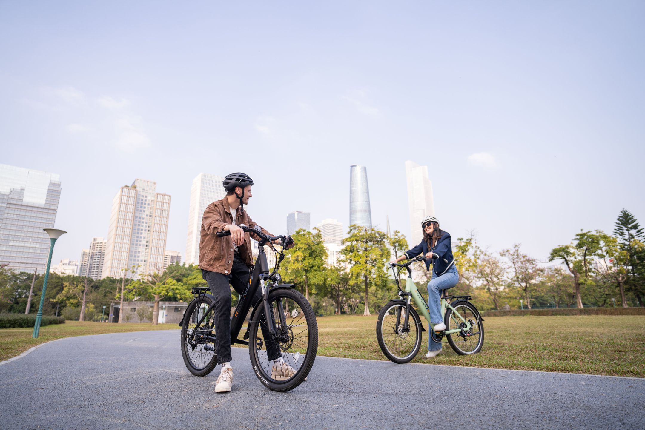 Families Enjoying Leisurely Rides Together