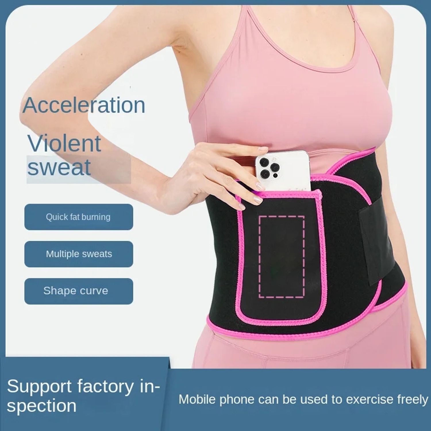 Neoprene Waist Trimmer with pocket making mobile phone can be used to exercise freely