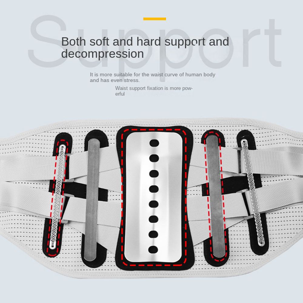 Back Brace with Ergonomic Curved Spine Support and Steel Plate Splints