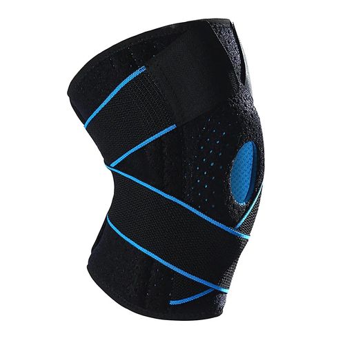 Sport-Kniebandage für Sport-Weichgewebe-Kompressions-Knieschutz, umwickelt mit einer unter Druck stehenden Silikon-Federstütze