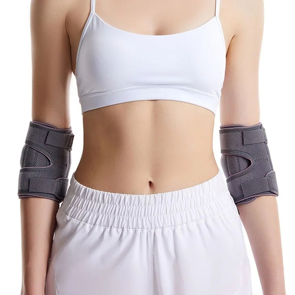 Elbow support for sport soft tissue compression with two spring and strap
