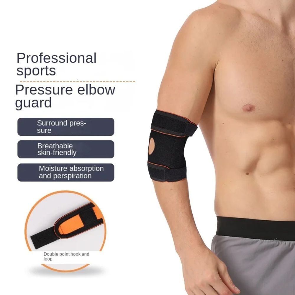 Supporto gomito per compressione sportiva dei tessuti molli con due molle e cinturino