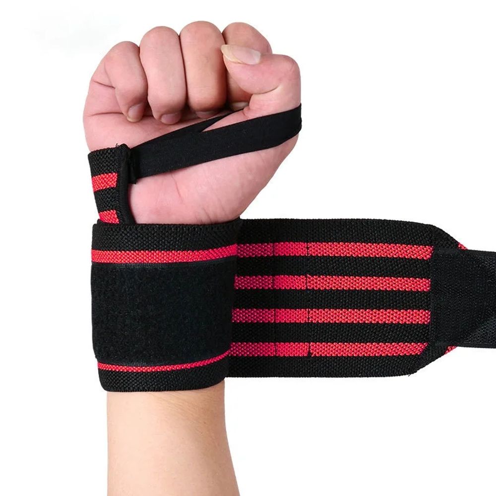 弹性腕带，适合运动举重锻炼，配有透气拇指环和左/右标签