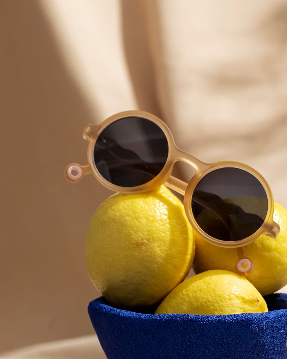 Junior Round Sunglasses Sand Beige with Polarized Lenses