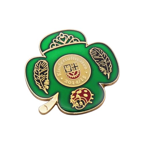 Wholesale Manufacturer Soft Enamel Gold-Plated Badge Zinc Alloy Clover brings Luck Customization Pins