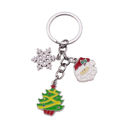 Santa Pendant Merry Christmas keychain Xmas Soft Enamel Stainless Steel Key rings Bag Key Chain Charms Exquisite Gift