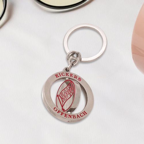 Customised Logo Branded Souvenirs Gift Metal Football Memorial Sport Blank Enamel Rotating Spinning Keyring Keychain