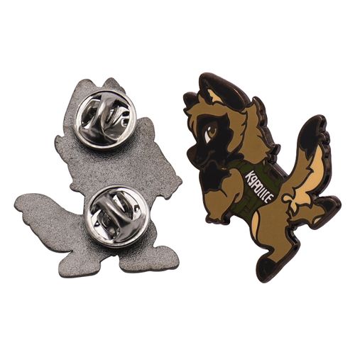 Fabricante chino al por mayor Diseñe su propia empresa Insignias con el logotipo de perro lobo de anime Pin de solapa de esmalte duro de aleación de zinc personalizado