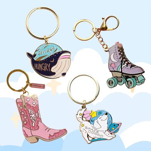 Custom Logo 2D 3D Promotional Cute Cartoon Animal Custom Hard Enamel Glitter Anime Keychain Metal Key Chain