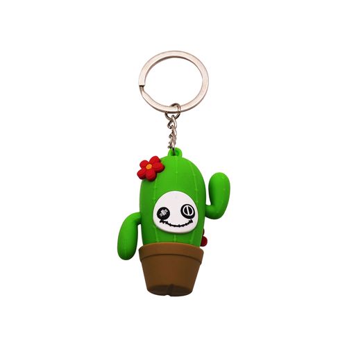 Pvc Rubber Key Chains Diy Promotional Gift Plant Keychains Cartoon Cactus Key Ring Custom