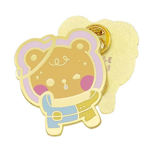 Metal Badge Glitter Anime Cartoon Bear Hard Enamel Lapel Pin Gold Printing Custom with Rubber Clutch