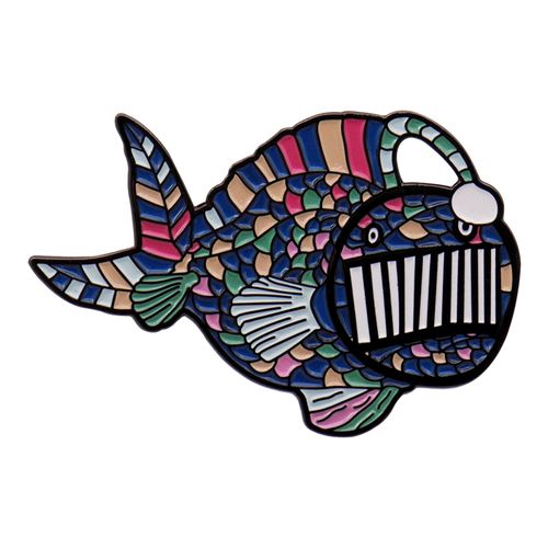 Wholesaler Custom Design Metal Enamel Pin Lantern Fish Marine Animal Soft Enamel Badge Pin