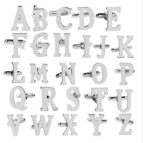 Custom Metal Classic Initial Cufflink Alphabet Letter Cufflinks A-Z Business Cuff Link