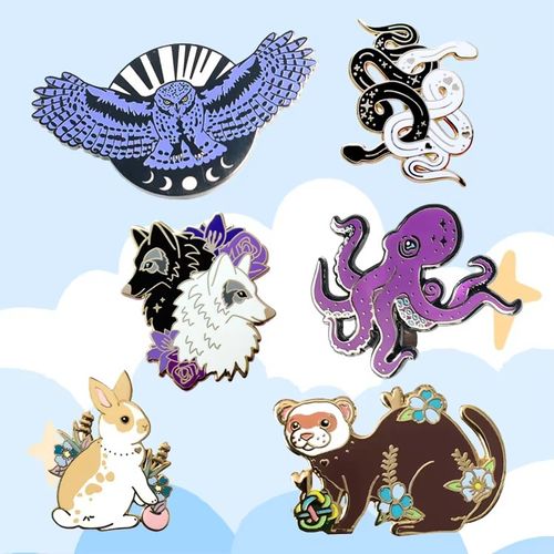 Lindos broches de dibujos animados de animales de alpaca de anime, insignias, broches de solapa de oso y tiburón, broches de esmalte para ropa, sombreros, insignias, regalo para niños y amigos