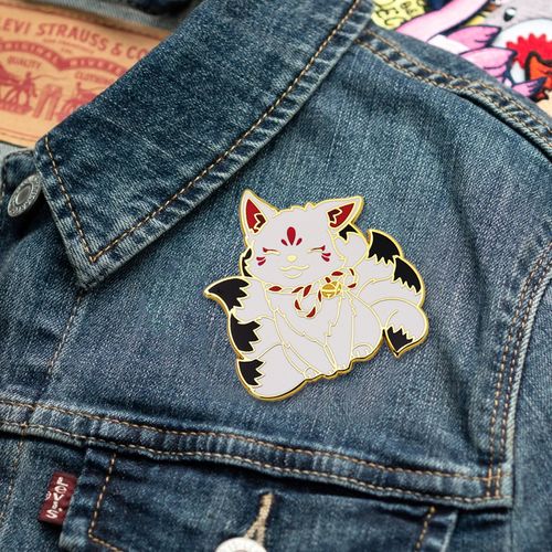 Top Factory Fabric Metal Crafts Logotipo personalizado Desenho animado Bonito Anime Gato Raposa Pin de esmalte duro Broche de roupas Pin de lapela