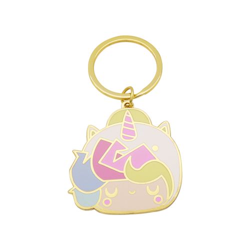 Porte-clés en métal émaillé licorne de dessin animé, personnalisation, porte-clés en émail dur plaqué or bon marché