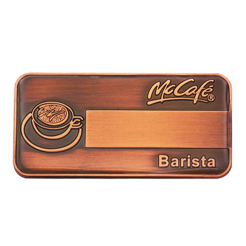 Guess You Like Custom Metal Enamel Pin Custom Logo Barista Name Tag Copper Plated Antique Souvenir Lapel Badge Pin