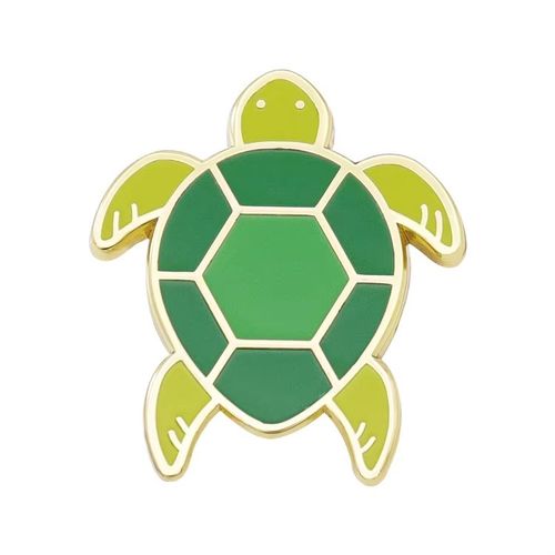 Broches de tortuga marina con diamantes de imitación y esmalte personalizados, alfileres de diseñador, accesorios coloridos con impresión dorada, alfiler de esmalte