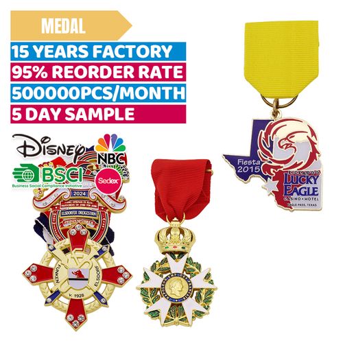 Custom Metal Enamel Glitter Souvenir Carnival Rhinestone Fiesta Medal With Short Ribbon