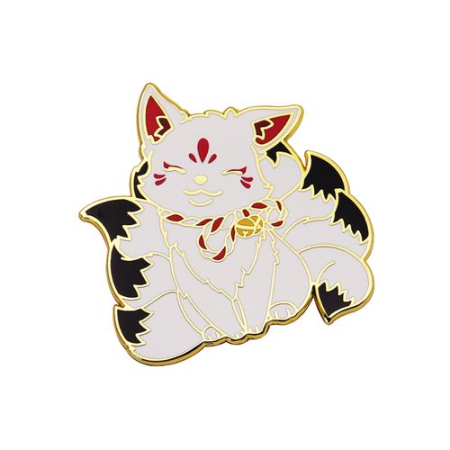 Top Factory Fabric Metal Crafts Logotipo personalizado Desenho animado Bonito Anime Gato Raposa Pin de esmalte duro Broche de roupas Pin de lapela