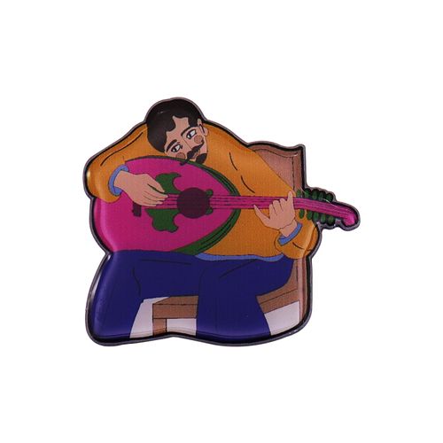 Broche d&#39;impression offset en métal avec logo personnalisé, badge de dessin animé, broche souvenir de musicien