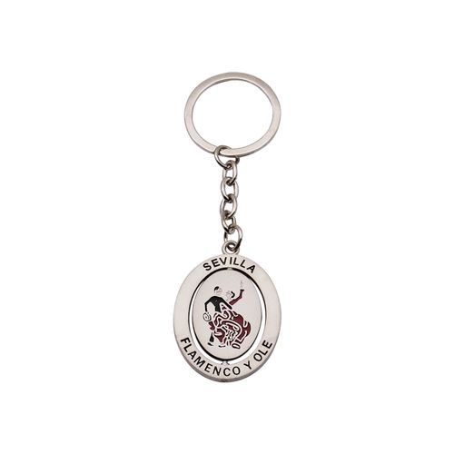 Étiquette métallique rotative DIY Double face Promotion Spin Rotating Blank Revolve Round Metal Keychain