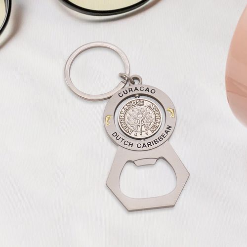 Free Design Logo Metal Key Ring Custom Rotating Bottle Opener Key Chain Spinning Coin Key Chain