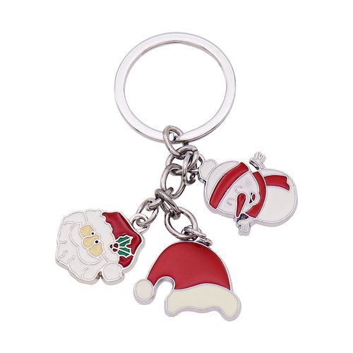 Christmas Tree Keychain Cute Santa Claus Elk Snowman Metal Key Chains Key Rings Cartoon Doll New Year Decor Xmas Enamel Keychain