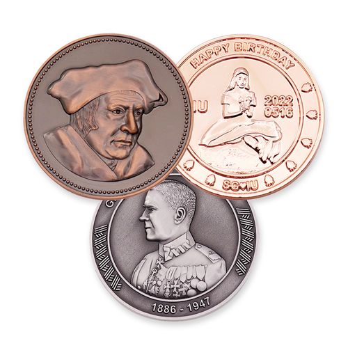 Moneda de metal con revestimiento antiguo, excelente retrato personalizado grabado en 3D, monedas de desafío para colección de recuerdos