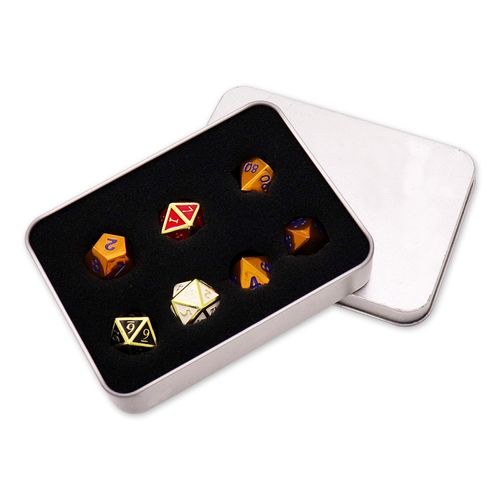 DnD Dragon And Dungeon Polyhedral Bright Silver Dice Roleplay RPG Board Game Hollow Metal