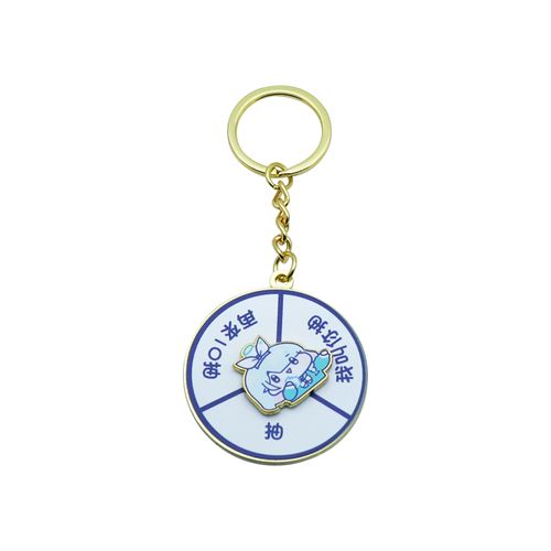 No Minimum Order Wholesaler Design Custom Metal Key Chain Rotatable Cartoon Souvenir Glitter Car Key Ring Pendant